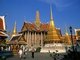 Thailand: Two golden chedis in front of the Prasat Phra Thep Bidorn (Royal Pavilion), Wat Phra Kaew (Temple of the Emerald Buddha), Bangkok